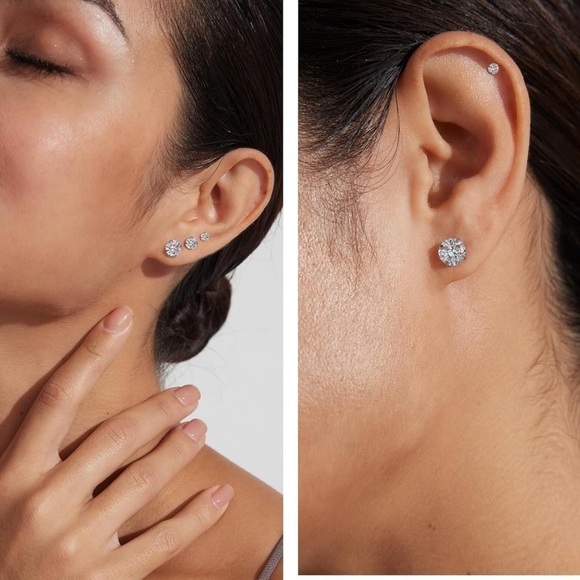 Set of 5 Pairs of Hypoallergenic Stainless Steel CZ Stud Earrings 3-8mm - NIB - Picture 3 of 4